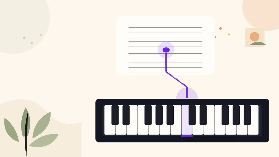 Beginner finding the middle area of a digital piano keyboard at home